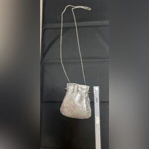 Vintage Silver Mesh Evening Bag with Chain Strap